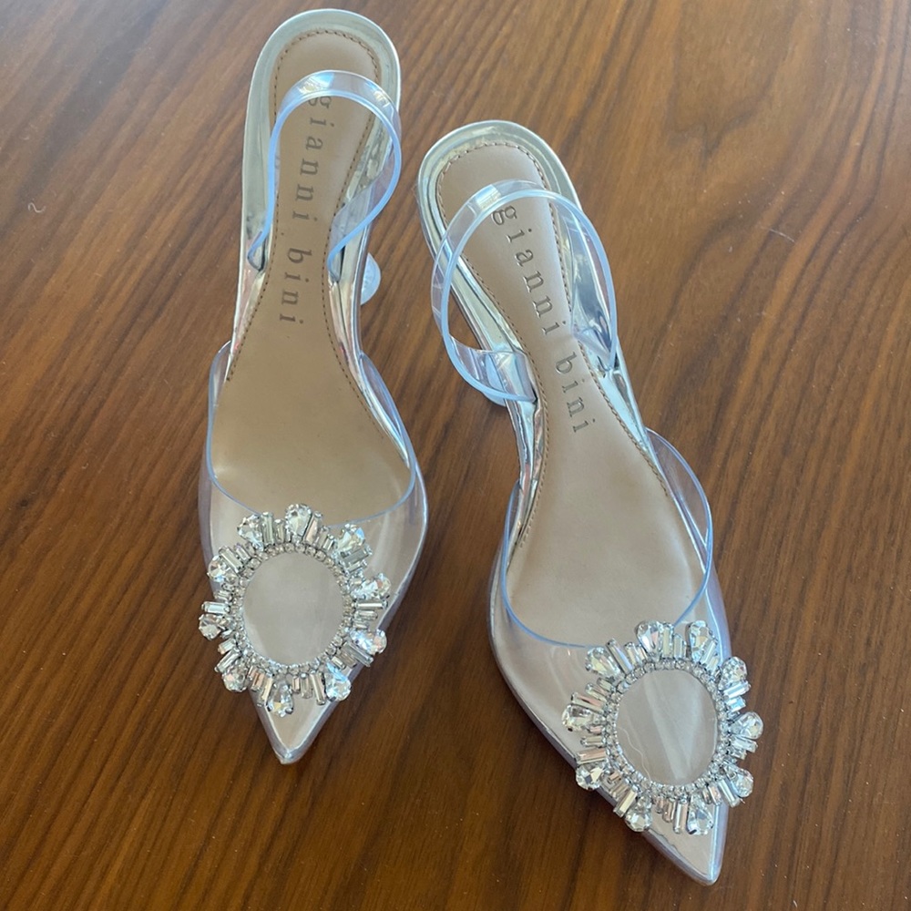 Gianni Bini Vinyl Embellished Slingback Pumps